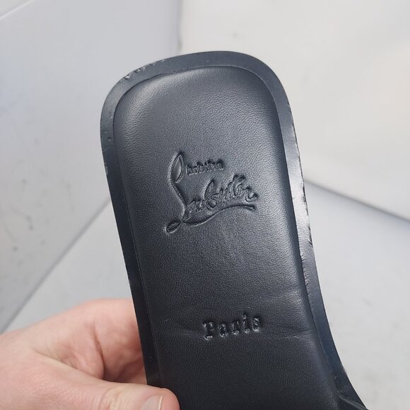 Christian Louboutin Black Flat CL Logo Mule Slide Sandal - Picture 10 of 10
